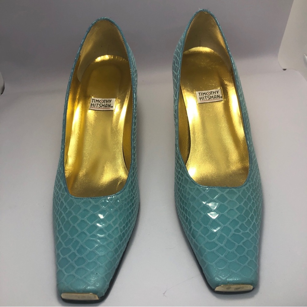 Classic Pump Leather Snake Hitsman Timothy Shoes Non Slip Sole Size 6.5 blu